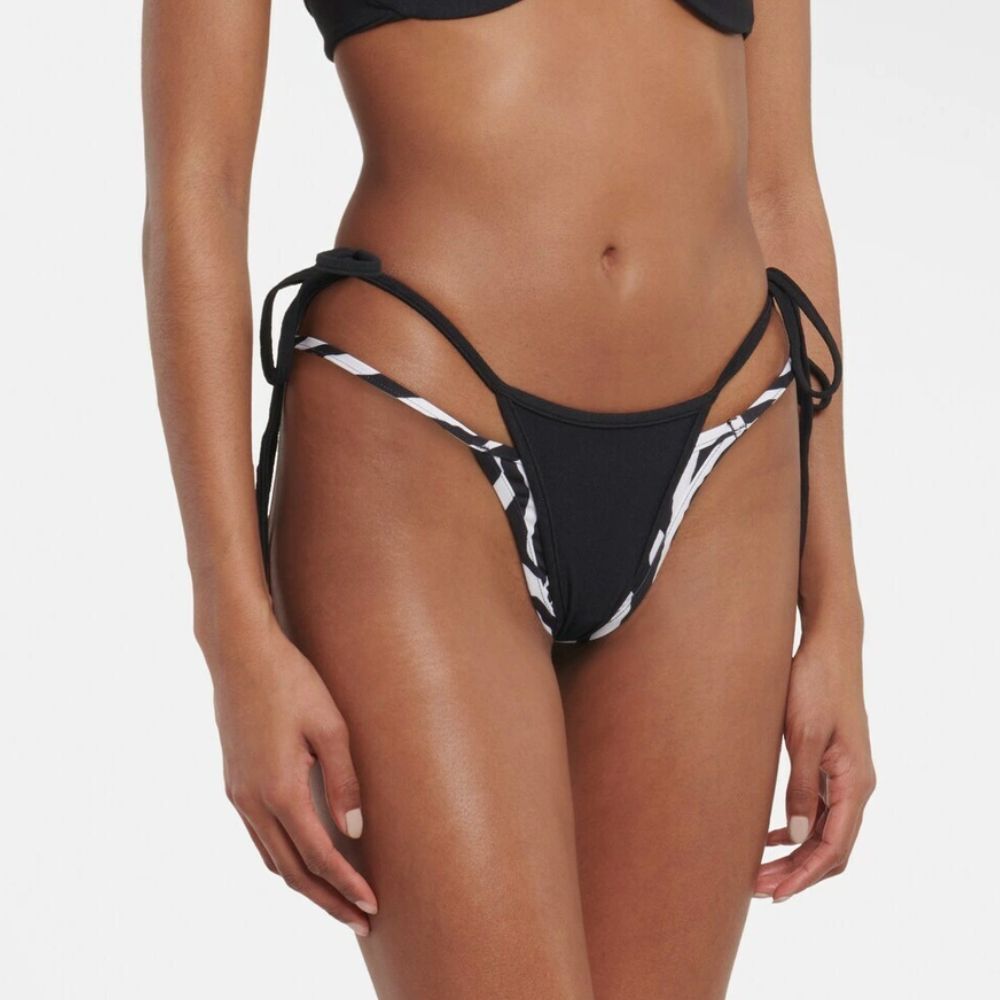 SAME Bikini Bottoms NWOT zebra print layered womens Black White large beach swim
